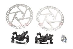 Гальмо Disk-brake переднє (F160/R140мм)+задне (F180/R160мм), диски 160мм, кріпл. 6 болтів, чорний DX-2019 VB-411829 фото