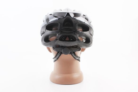 Велоcипедний шолом L (54-62 см), знімний козирок, чорно-білий, PRC VB-408010 фото