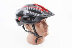 Шлем велосипедный L (54-62 см), съемный козырек, черно-красно-белый, PRC VB-408011 фото