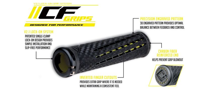 Грипси ODI CF Grip v2.1 Lock-On Black / Yellow F35CFBY-B	 фото