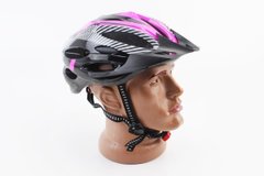 Шлем велосипедный L (54-62 см), съемный козырек, черно-розово-белый VB-408168 фото